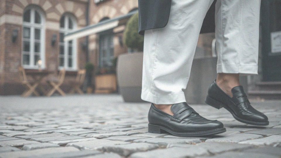 Jak czarne buty wpływają na stylizacje z białymi spodniami?